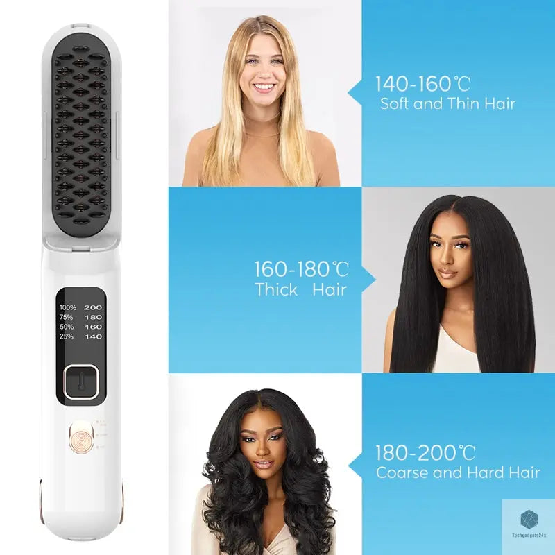 Wireless Professional Hair Straightener & Comb - Techgadgets24x 